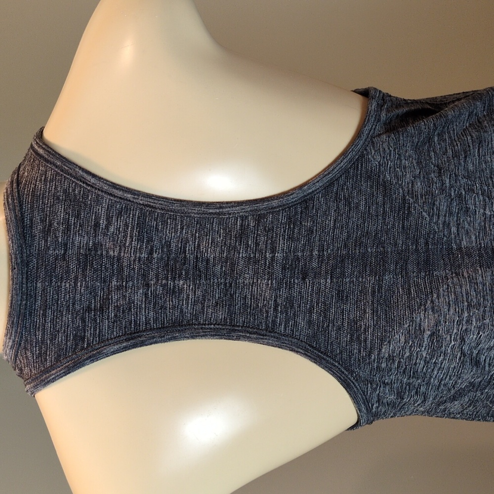 Athleta Racer Back Side Ruched Long Heather Gray Stretch Tank Top Women's Small - Picture 9 of 15
